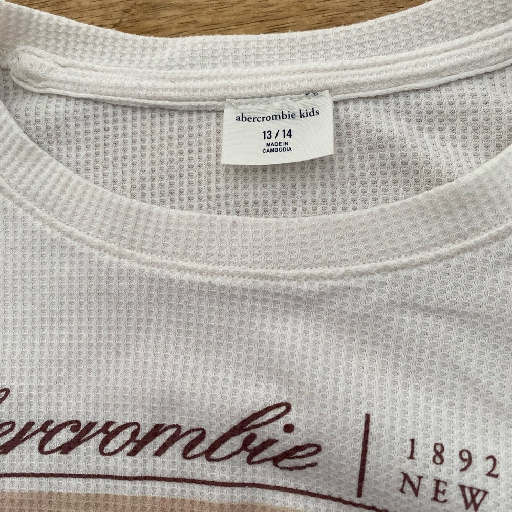 Abercrombie Kids‎ Girls’ Sz 13/14 Cream Waffle Weave Tie Front Floral Top - Picture 6 of 11